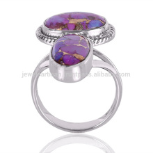 Creative Design Natural Purple Copper Turquoise Gemstone 925 Sterling Silver Ring Wholesale Bijouterie